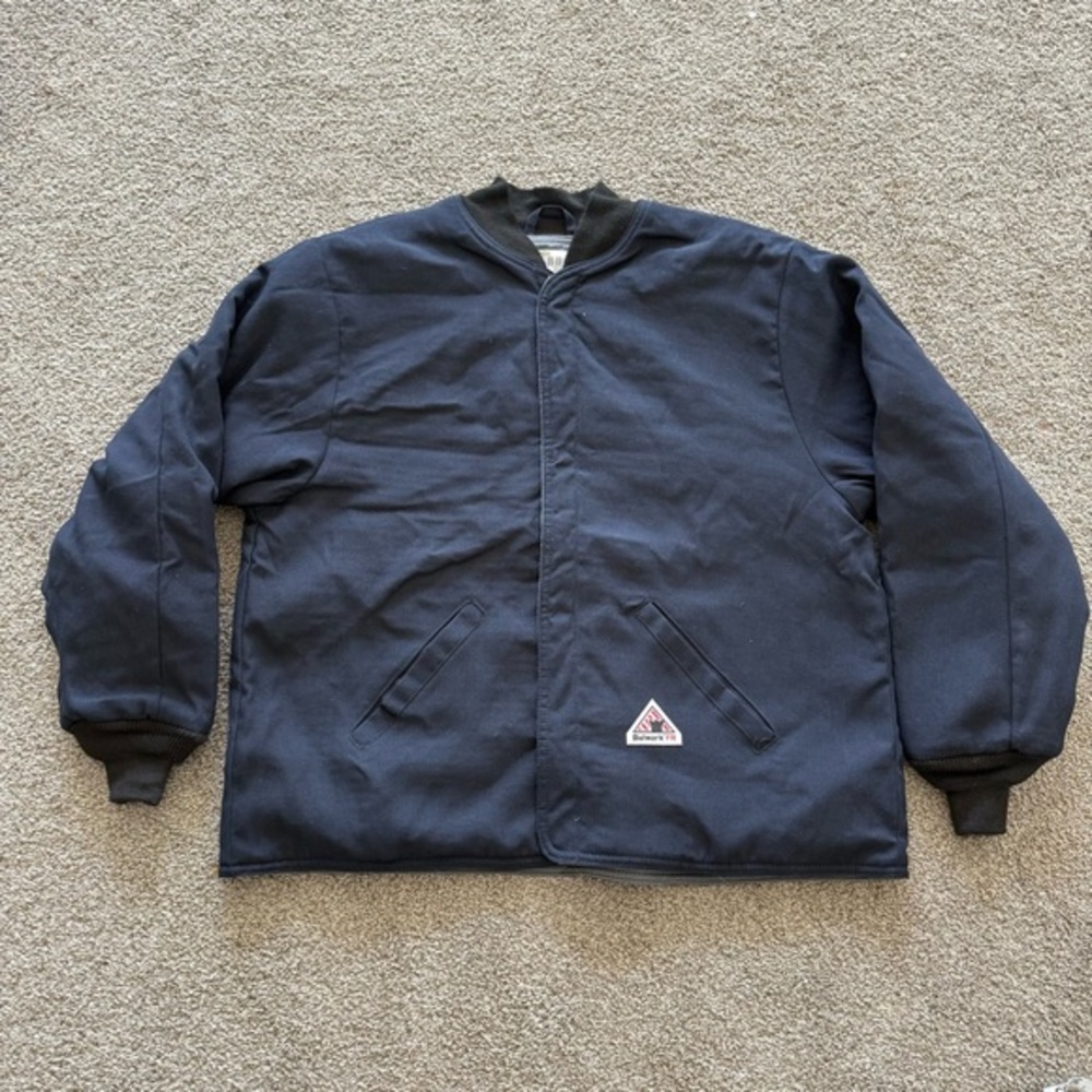 Bulwark FR Jacket Mens XXL Blue Flame Resistant Insulated Full Button Workwear